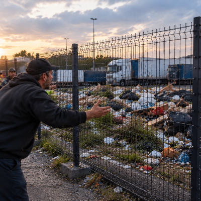 Truck Parking Bay Closed at Sunset