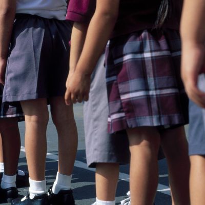school children in queue