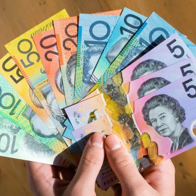Paying,Cash,With,Australian,Dollars,,Showing,Each,Denomination,Of,The